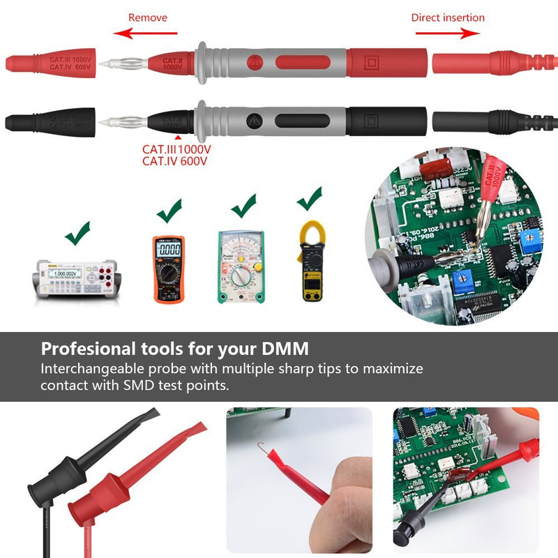 22 in 1 Multimeter Test Leads Set with Electrical Alligator Clips and Soft Silicone Probes