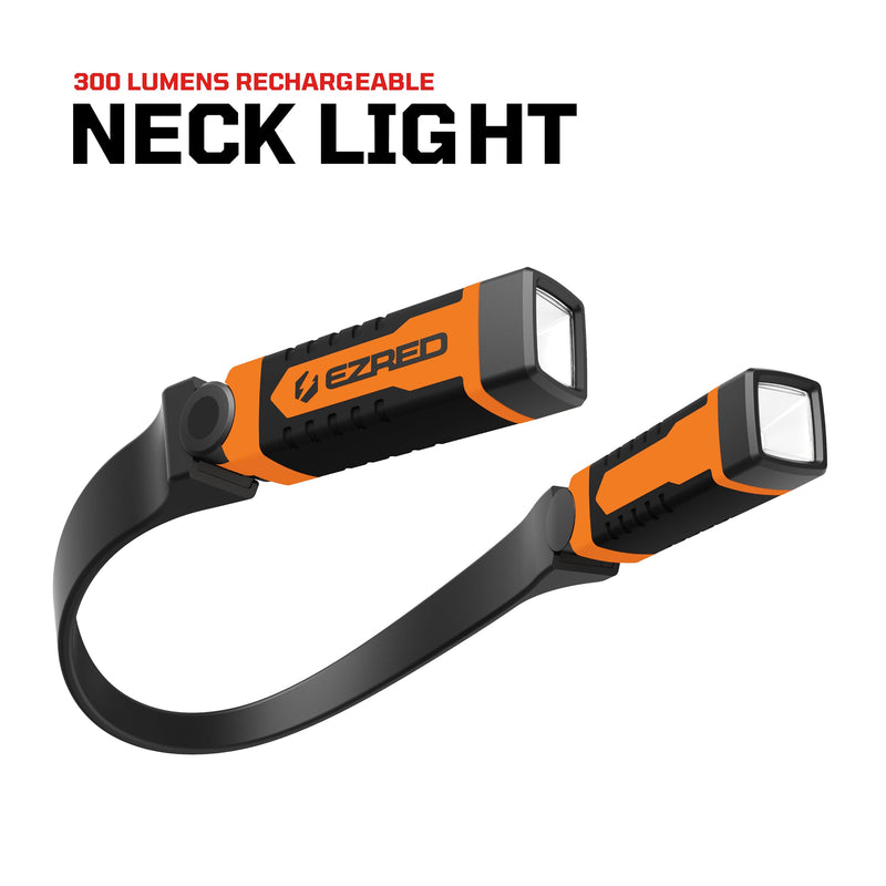 EZRED NK15-OR ANYWEAR Rechargeable Neck Light for Hands-Free Lighting, Orange, Perfect Light for Mechanics, Camping, Hunting, DIY Projects, Reading - BeesActive Australia