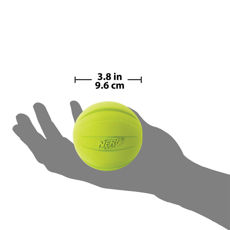 Nerf Dog Rubber Ball Dog Toy with Squeaker, Lightweight, Durable and Water Resistant, 4 Inch Diameter for Medium/Large Breeds, Single Unit, Green - BeesActive Australia