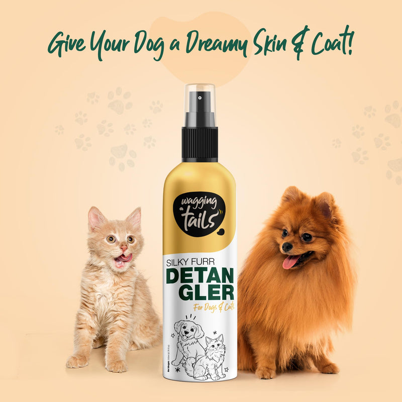 Wagging Tails 4-in-1 Silky Furr Detangler, 6.76 fl oz for Dogs & Cats | Gentle Dematting Grooming Formula | Reduces Discomfort & Prevents Hair Breakage | Maintains Coat Health & Improves Appearance - BeesActive Australia