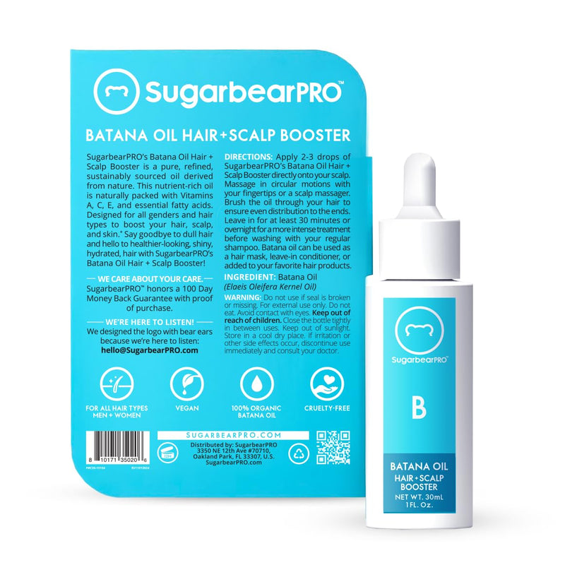 SugarbearPRO Batana Hair Oil & Glass-Dropper Applicator, 1oz + Vegan Hair Vitamin Gummies 1 Month Supply, Extra Strength Biotin 6000mcg 1 Month Supply + 1 Batana Oil