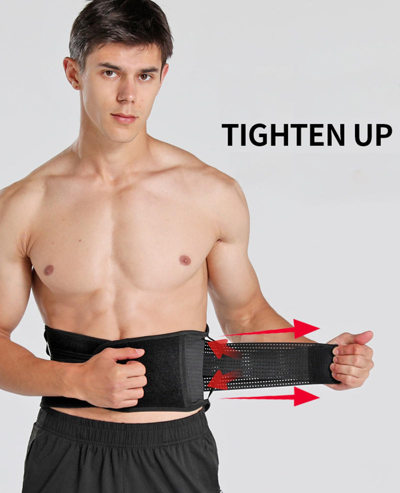 Waist Trimmer Belt for Men, Trainer Tummy Control, Adjustable Wide Sweat Wrap Body Shaper for Back Lumbar Support Medium Black