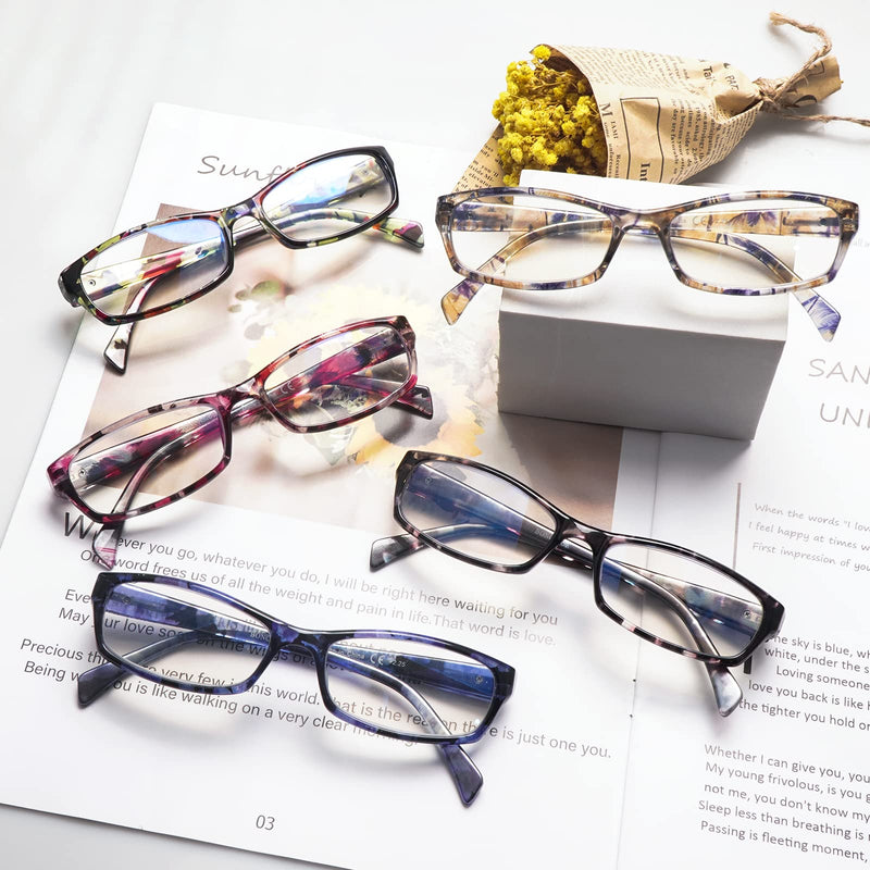 VIDEBLA 5 Pack Computer Reading Glasses Men and Women Anti Eyestrain Blue Light Blocking Glasses for Reading (5 Mix-2, 2.50) 5 Mix-2 2.5 x - BeesActive Australia