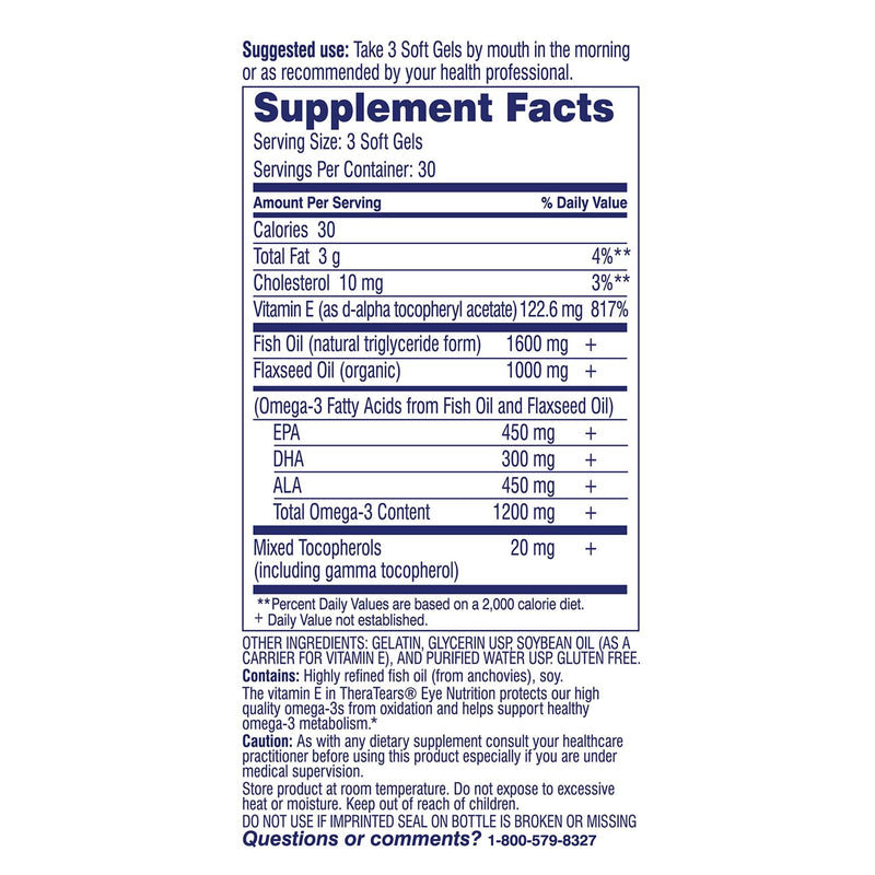TheraTears Omega 3 Supplement for Eye Care, 90ct 90 Count (Pack of 1)