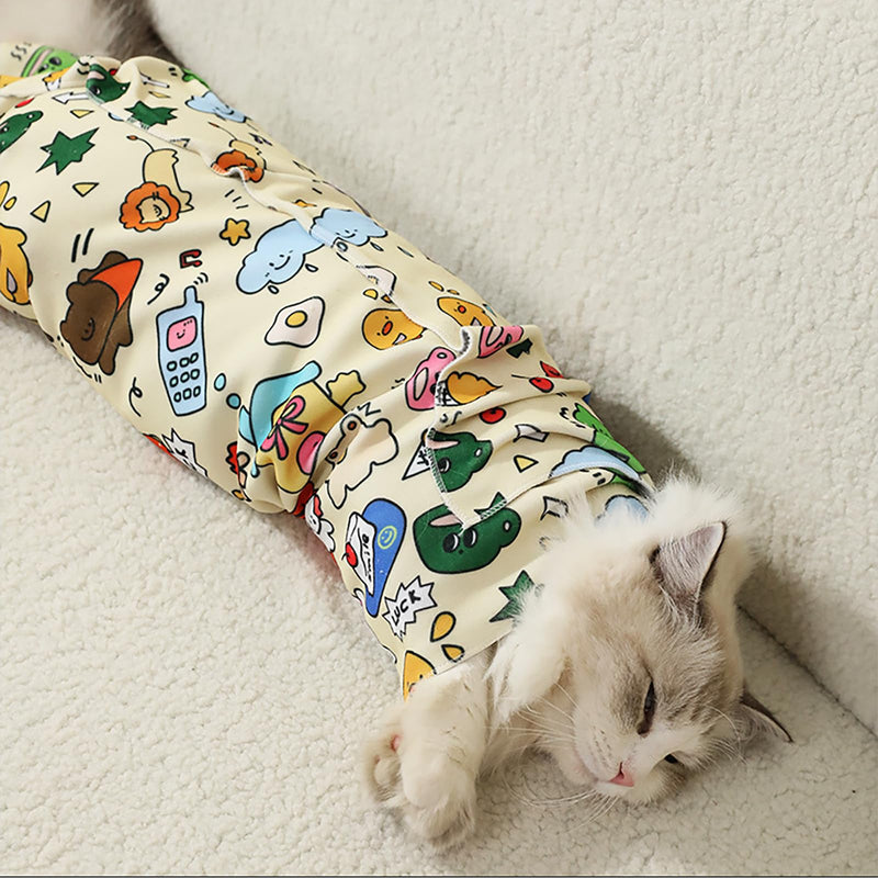 Cat Wrap for Cutting Nails, Self-Adhesive Cat Grooming Wrap, Calm and Cozy Cat Swaddle Burrito Wrap, Cat Restraint for Nail Clipping, Cat Grooming Supplies L:27.5*27.5in(within 16 lbs) - BeesActive Australia