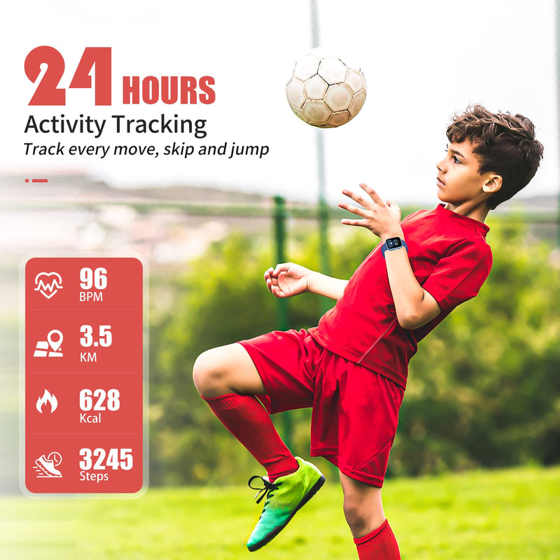 Kids Fitness Tracker Watch, IP68 Waterproof Smart Watch with 19 Sport Modes, Pedometer, Heart Rate Monitor, 19 Sports Modes, Great Gift for Kids Blue - BeesActive Australia