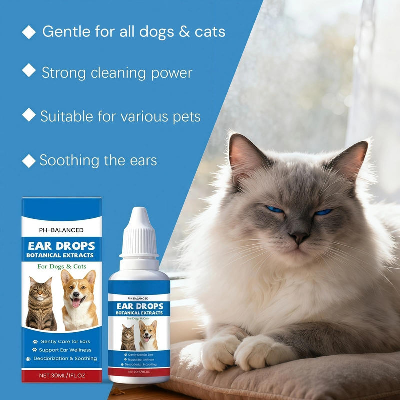 Cat & Dog Ear Cleaner Solution, Ear Mite Treatment for Dogs, Dog Ears Drops for Infection, Relieves Yeast Infections, Stops Odor, Soothes Scratching & Discomfort, Ears Care for Puppy and Cats