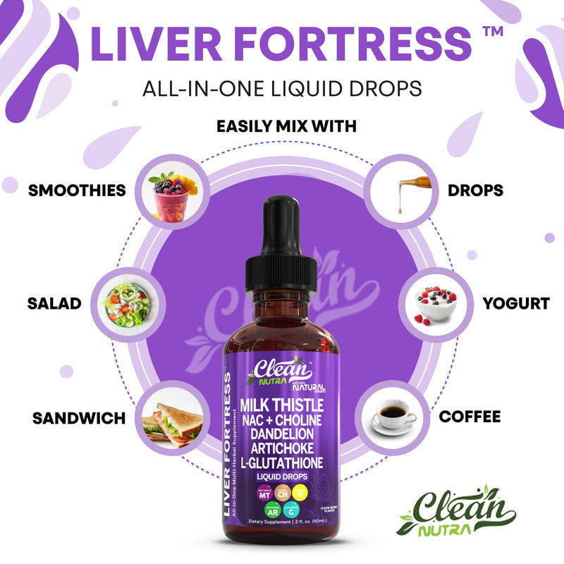 Clean Nutraceuticals Milk Thistle NAC Liver Cleanse Detox & Repair Supplement Liver Support Liquid Drops with Dandelion Extract, Artichoke, Chanca Piedra, Choline, L-Glutathione, Burdock, Schisandra 1 - BeesActive Australia
