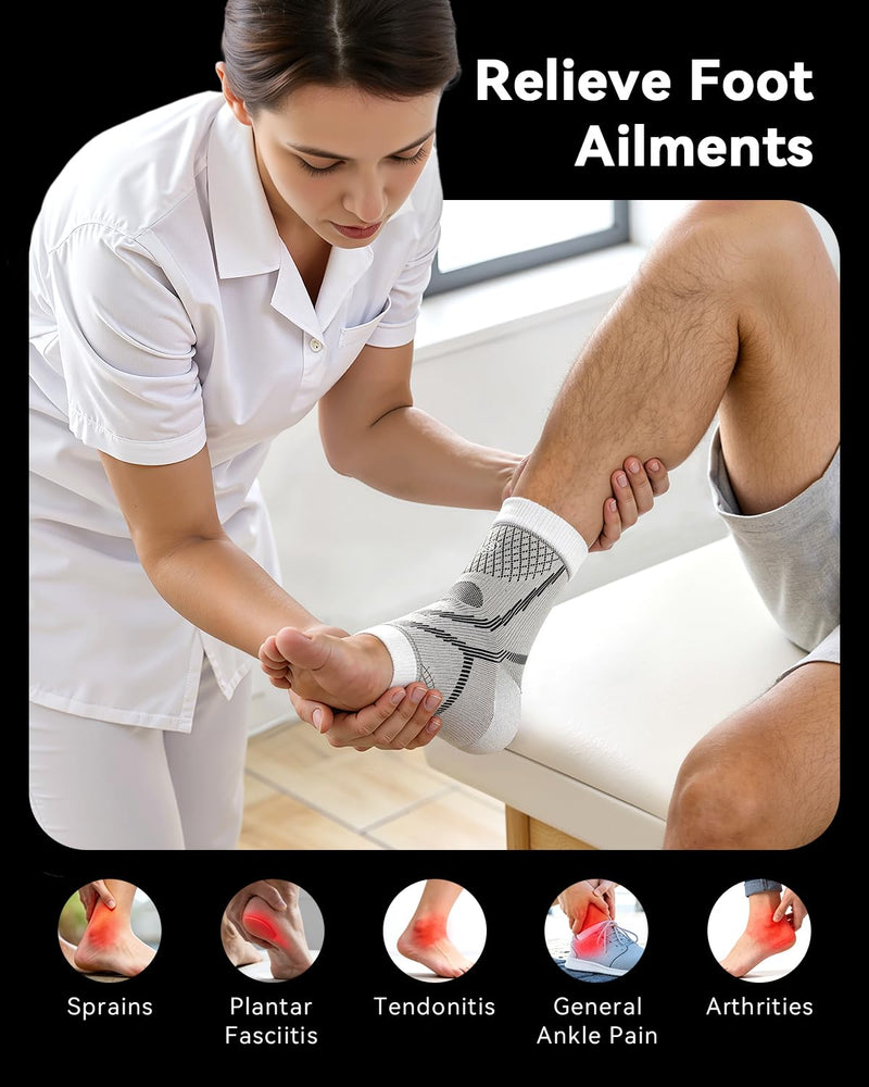 3 Pairs Ankle Brace for Women & Men,[Upgraded Ultra Breathable] Plantar Fasciitis Socks,Ankle Compression Sleeve for Achilles Tendonitis Relief, Heel Pain,Foot Pain and Swelling in Ankle Support (L) Large - BeesActive Australia