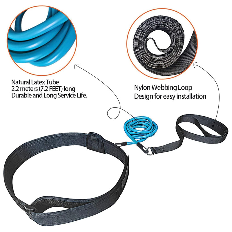 UCEDER Swim Belt Swim Training Belt with 2.2M Bungee Cord Adjustable Swim Tether for Swim in Place Swimming Pool Trainer Belt for Stationary Harness Aquatic Resistance Water Exercise Black