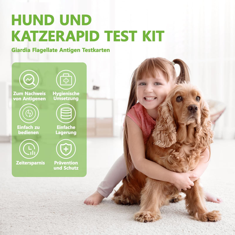 ISENVO 5 x Giardia rapid test for dogs and cats - Giardia test reliable as a test for intestinal parasites and diarrhea - for dogs and cats with Giardia (5 x test kit) - BeesActive Australia