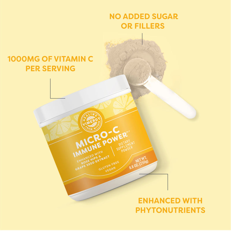 Vimergy Micro-C Immune Power TM *- 250g– 69 Servings – 2000mg/serving – Gentle Form – Antioxidant Phytonutrients – Immune & Nerve Support – Benefits Bone & Cartilage – Gluten-Free – Kosher – Vegan 8.82 Ounce (Pack of 1)