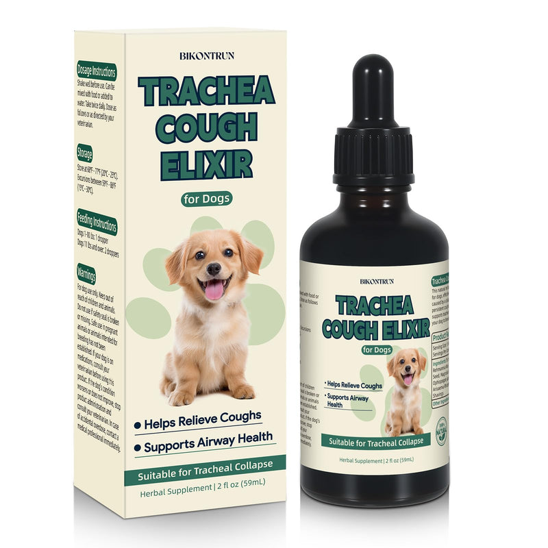 Collapsed Trachea Treatment for Dogs, Cough for Dogs, Trachea Cough Elixir, Natural Herbal Supplements Relieves Cough and Helps Soothe the Throat (2 FL OZ)