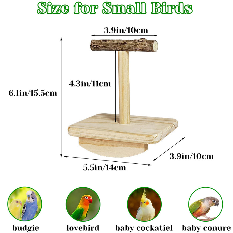 Natural Wood Bird Perch Stand & 2Pcs Bird Perch for Cage, Intelligence Puzzle Platform with Embedded Quartz Claw Care for Conure Cockatiel - BeesActive Australia
