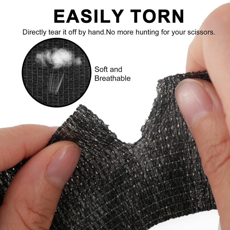 48 Pack Self Adhesive Bandage Wrap, 2” x 5 Yards Cohesive Medical Tape Elastic Grip Tape Black Sports Tape Athletic for Ankle, Wrist Sprains, Pet First Aid (Black) - BeesActive Australia