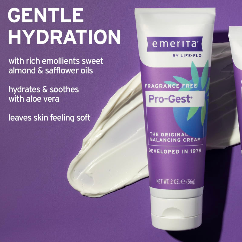 Emerita by Life-flo Pro-Gest Balancing Cream - Progesterone Cream for Women - Original Balancing Cream with USP Progesterone from Wild Yam, Fragrance Free, Made Without Parabens, 60-Day Guarantee, 2oz 2 Oz (Pack of 1)