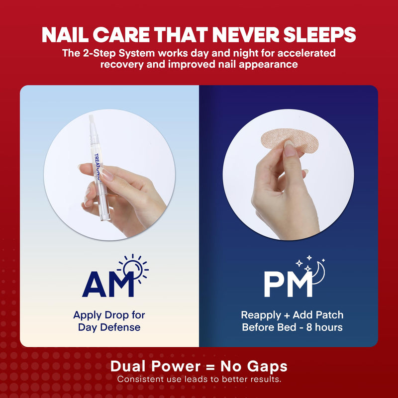 Treatonic Toenail Fungus Treatment Kit: Antifungal Nail Fungus Treatment Extra Strength with 25% Undecylenic Acid (3 Pens) & 32 Night Fungal Nail Patches - Repairs Damaged & Restores Discolored Nails 1-Pack(3 Pens + 32 Patches)