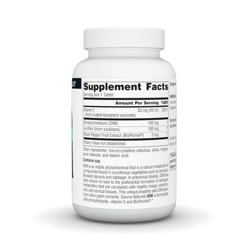 Source Naturals DIM, Diindolylmethane* - 100 mg - 120 Tablets | with Diindolylmethane (DIM)