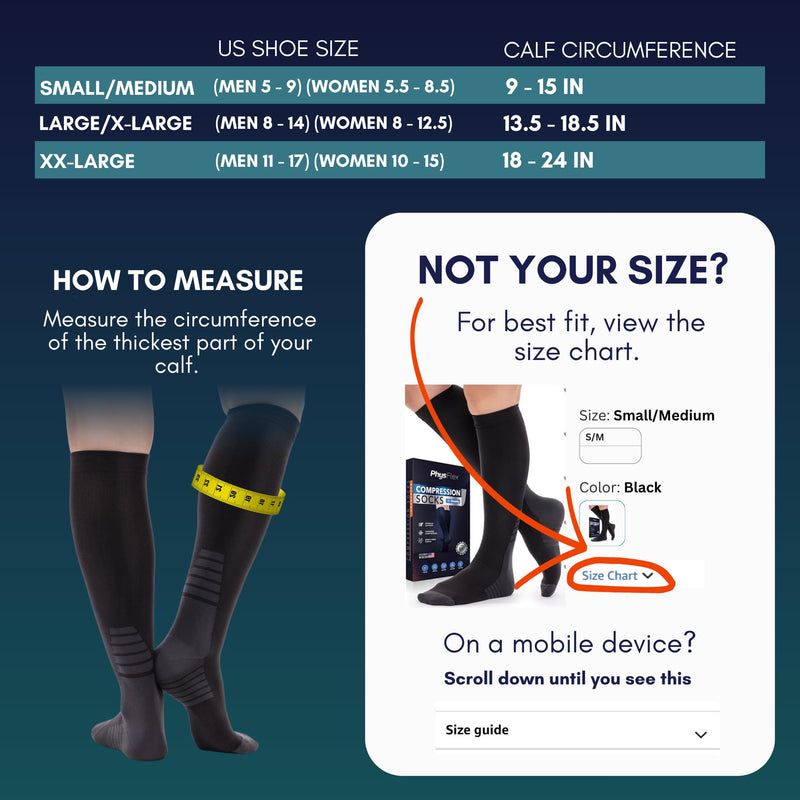 Compression Socks for Women & Men (20-30 mmHg) Support for Flying and Travel, Nurses, Sports and Everyday Wear Black Small-Medium - BeesActive Australia