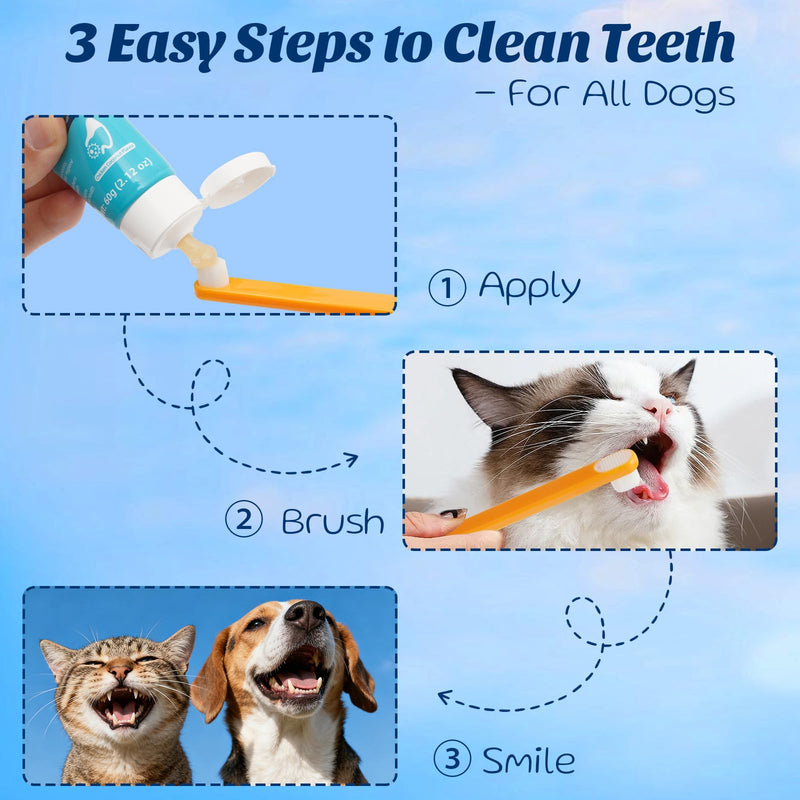 Dog Toothpaste with Toothbrush Kit - Coconut Chicken Flavor Pet Dental Care, Plaque Tartar Remover, Fresh Breath, Easy Brushing No Resistance for Dogs Cats, 2.1oz