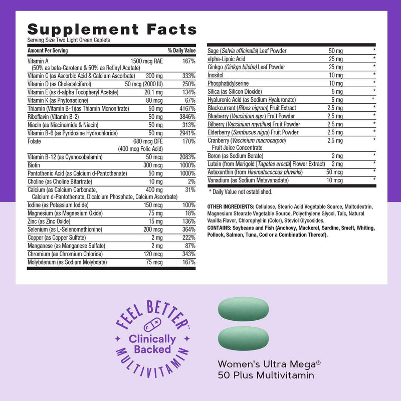 GNC Women's 50 Plus Vitapak Program, 5 in 1 Packet, 30 Daily Packs | Supports Memory with Choline and Ginkgo Biloba, Bone Health with Milk Basic Protein, and Heart Health with Omega 3s 30 Count (Pack of 1)