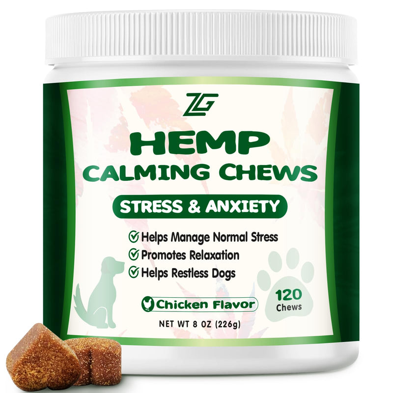 Calming Chews for Dogs - Effective for Separation, Barking & Composure, Natural Ingredients, Chicken Flavor 120 Soft Chews