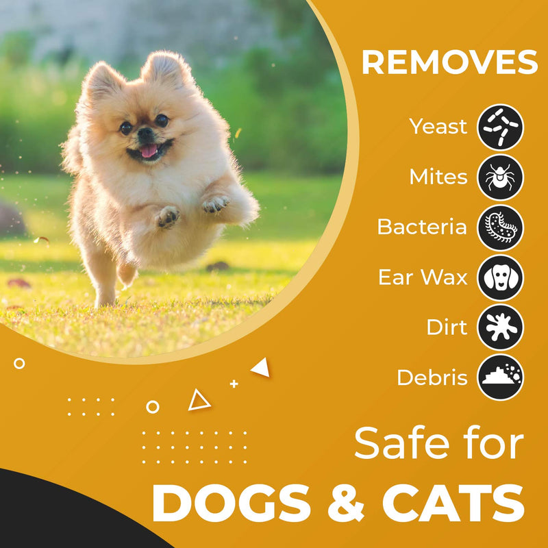 Truseb | Ear Cleaner Flush Advanced Plus Solution Formula for Cats and Dogs, Washes Away Dirt and Debris and Helps Prevent Infections, Cleaning + Drying (ADVANCED+ Ear Cleansing Flush, 16 Oz)