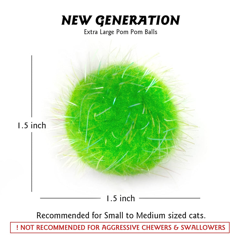 20PCS 1.5INCH Extra Large Cat's Favorite Chase Glitter Ball Toy Sparkle Pom Pom Balls - BeesActive Australia