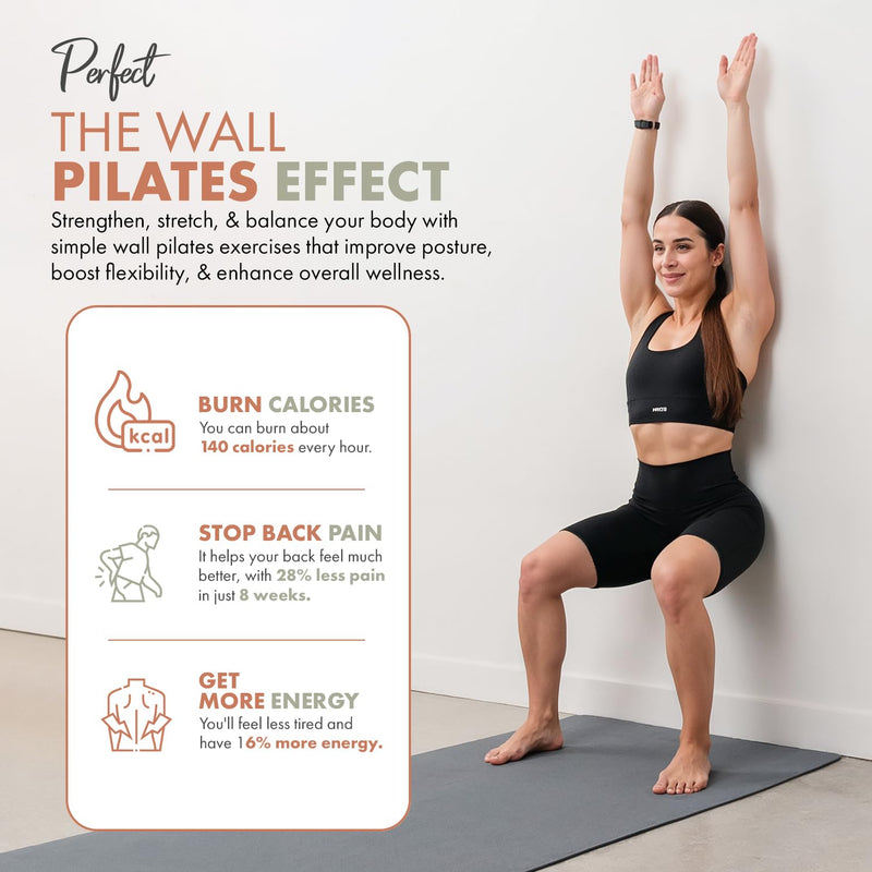 Wall Pilates Workout Cards for Women – 76 Large Hand-Drawn Exercises with Step-by-Step Guides & Mindful Affirmations – Unique Home Pilates Gift Deck