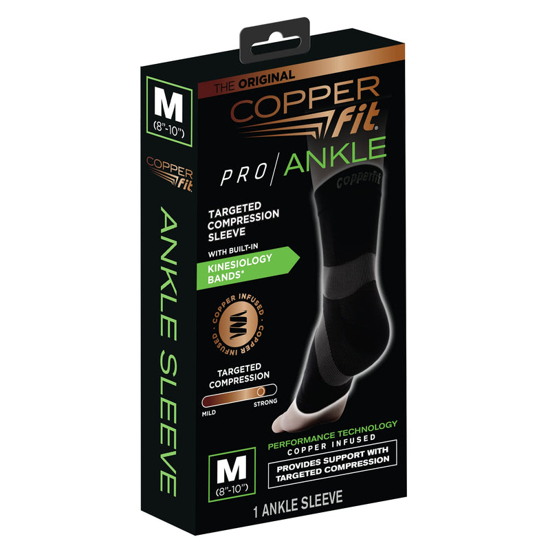 Copper Fit Pro Series Unisex Ankle Compression Sleeve Large Black with Copper Trim 1 - BeesActive Australia