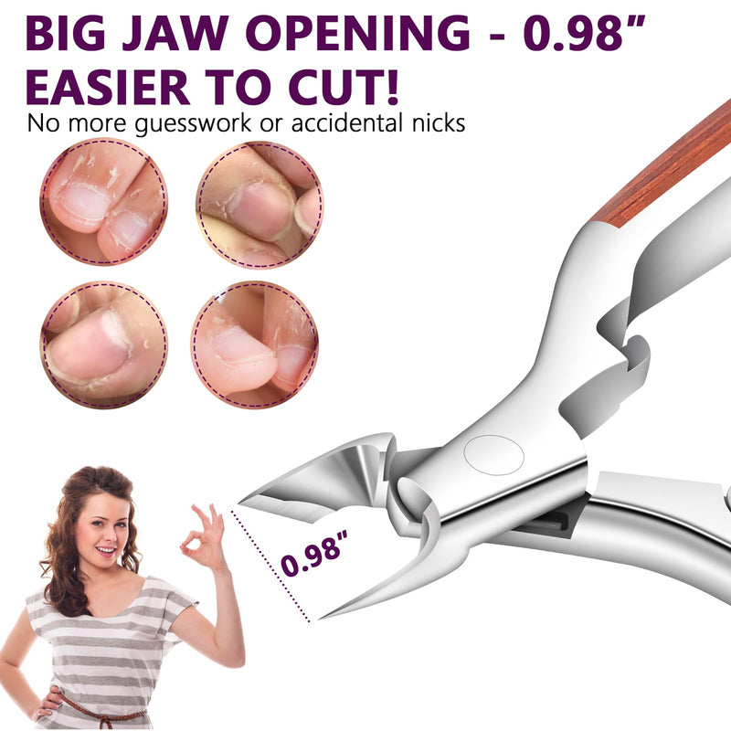Cuticle Trimmer Extra Sharp, Upgraded 0.98 Inch Jaw Professional Cuticle Nippers Stainless Steel Cuticle Cutter Remover Nail Art Dead Skin Clipper Pedicure Manicure Nail Tool
