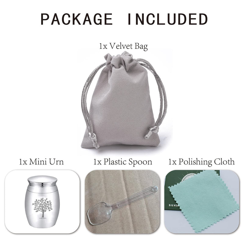 CREATCABIN Small Keepsake Urn Tree of Life Mini Urns for Ashes Miniature Funeral Container Glass Engraving Stainless Steel For People Family Friends Pet Memorial Silver 40x30mm Splitter Tree of Life - BeesActive Australia