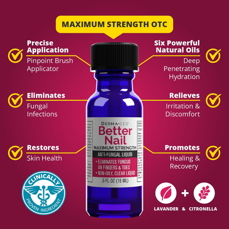 Better Nail - Rejuvica - Extra Strength Nail Fungus Treatment - 25% Undecylenic Acid Maximum Strength Antifungal Solution helps Discolored & Damaged Nails - Supports Healthy Nails with 6 Natural Oils 0.5 Fl Oz (Pack of 1)