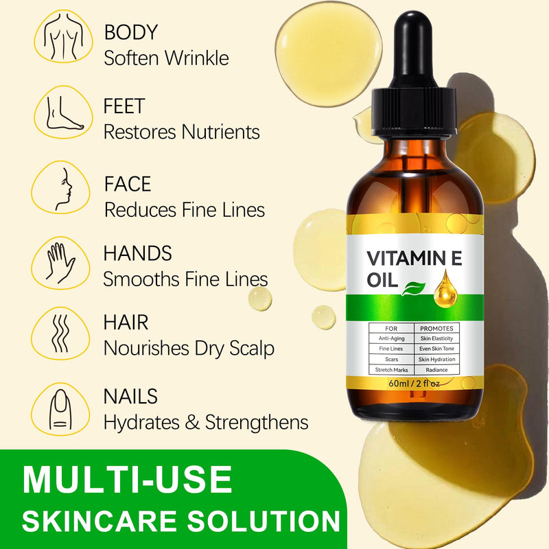 Vitamin E Oil for Skin, Hair & Scars - 75,000 IU, 100% Pure Natural Body Oil, Anti-Aging Face Moisturizer, Fades Stretch Marks, Nourishes Dry Skin & Nails, 4 Fl Oz 2