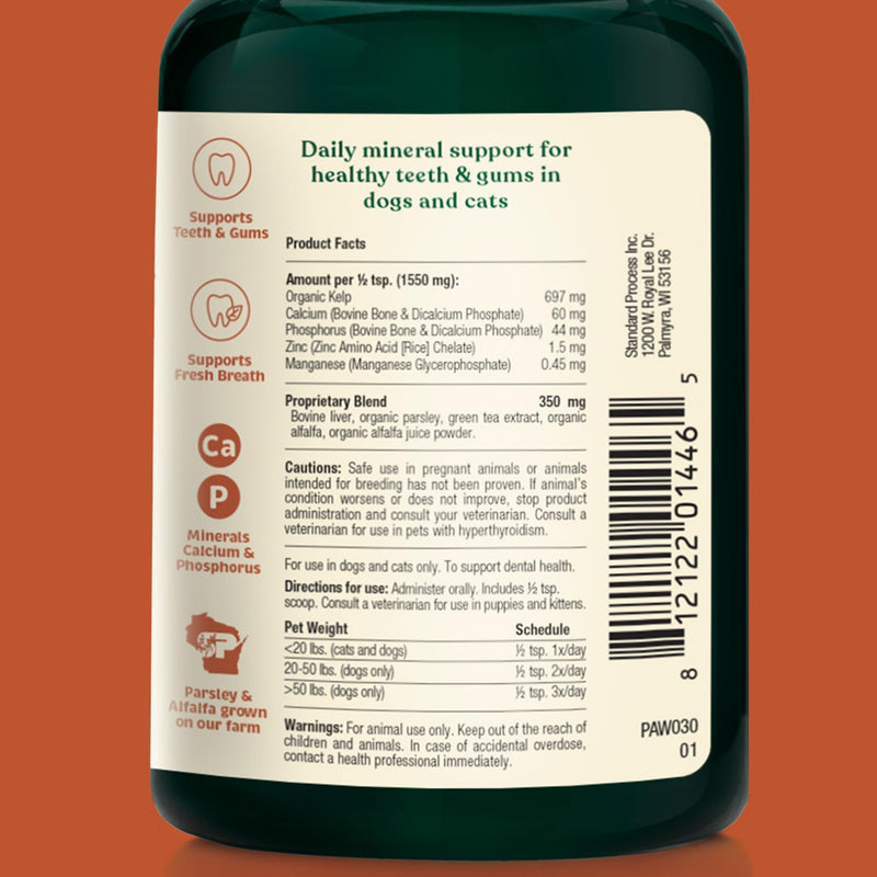 Dental for Cats and Dogs - Teeth Support Powder for Dogs & Cats - Pet Dental Health Supplements with Calcium and Fresh Breath Support - Dental Care for Plaque & Tartar - 165 g - PawsPlanet Australia