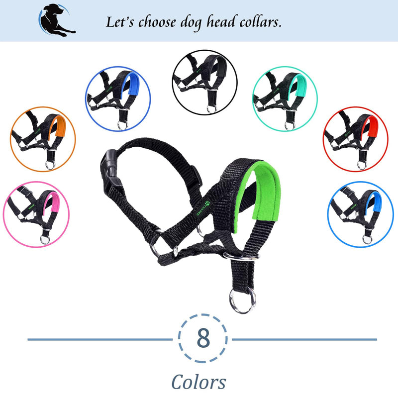 ILEPARK dog halter with padded fabric, halter collar for dogs, adjustable and pulling prevention. (L,Black) L Black - BeesActive Australia
