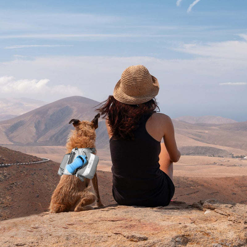 Foldable Dog Round Water Bottle for Walk, Travel, Food Grade Silicone Spherical Water Bottle for Dogs, Portable Dog Spherical Water Bottle, Travel Essentials for Dogs on The Go Blue 18Ounces - BeesActive Australia