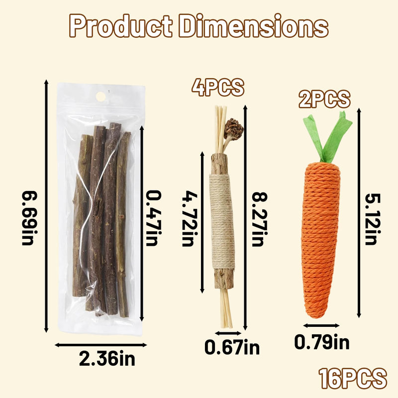 16 PCS Silvervine Sticks for Cats, Dental Chew Tools, Mood Relief for Indoor Cats, Cat Chew Sticks Set with Nice Materials