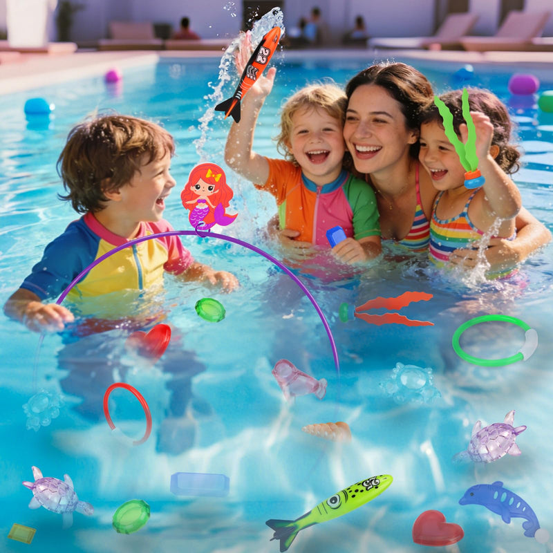 Pool Diving Toys for Kids: Airyard 31 PCS Underwater Swim Rings and Diving Game Set Fun Pool Game Backyard Summer Water Toys for Birthday Party Toddlers Kids Teens Adults - BeesActive Australia