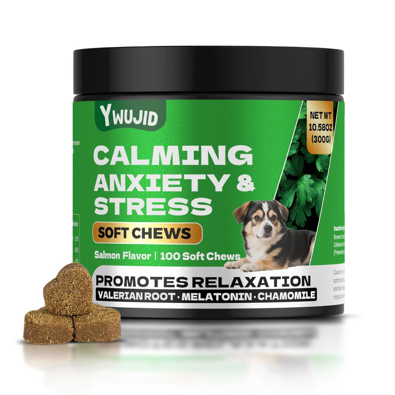 Calming Chews for Dogs with Melatonin - Natural Soothing for Anxiety,Stress,Barking,Bit,Travel,Thunder,Fireworks-Vet Formulated Dog Sleep Aid Tasty for All Small,Large,Senior Dogs-100 Count