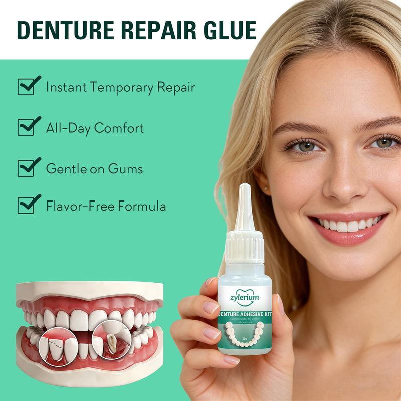 Denture Repair Kit, Dental Glue, Denture Glue for Broken Dentures,Dental Lab Instant Bonding(0.7OZ)
