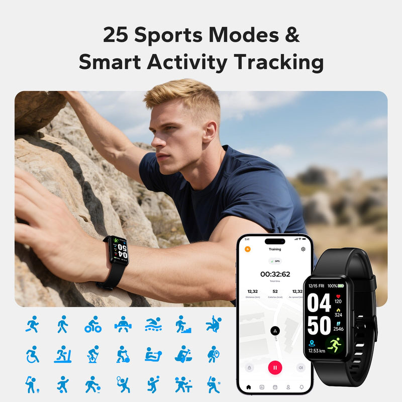 Fitness Smart Trackers with 24/7 Health Monitoring,Heart Rate Sleep Blood Oxygen Monitor/Calorie Steps Counter Pedometer Activity Tracker/Smart Notifications for Men Women Black - BeesActive Australia