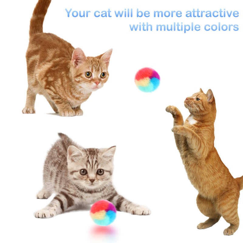 KALIONE 30 Pcs Soft Plush Cat Ball 1.2-inch Rainbow Cat Toy Balls Fuzzy Kitty Balls Kitten Puff Balls Colorful Cat Pom Pom Balls for Cat Kitten Pet Playing Exercising - BeesActive Australia