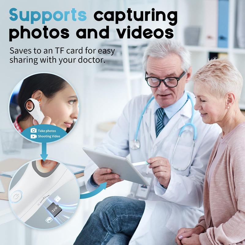 Otoscope Ear Camera with 1.21” Screen, 1080P Ear Scope with 4 LED Lights, Otoscope Camera for Adults Kids, Support Photo & Video, Type-C Charging with Computers, Baby Essentials, Home Medical Simplified – White - BeesActive Australia