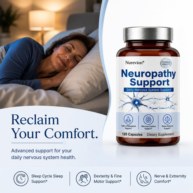 Neuropathy Supplements, Nerve Health Support, 120 Count with 600mg Al-p-ha Lipoic Acid, Benfotiamine & Vitamin B12, Formulated for Peripheral Comfort in Hands, Feet, Legs, Back & Neck