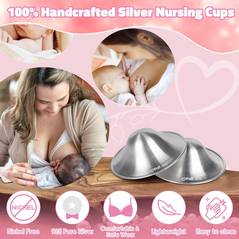 The Original Silver Nursing Cups, Nipple Covers for Breastfeeding Essentials, Nipple Shields for Nursing Newborn, 925 Silver Nipple Guards for Sore Nipple Relief, Newborn Essentials Must Haves-Regular REGULAR - BeesActive Australia