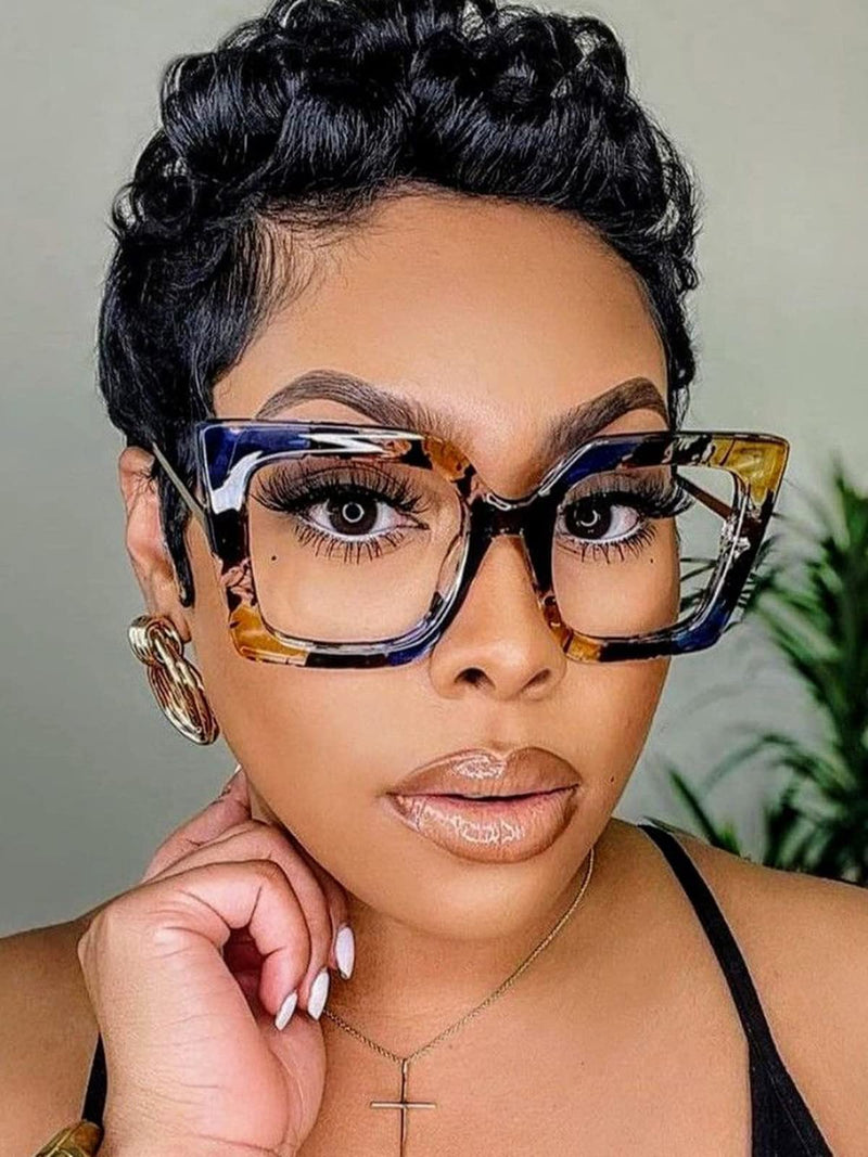 AIEYEZO Oversized Blue Light Glasses for Women, Anti Fatigue Prevent Headache Computer Eyeglasses Flower - BeesActive Australia