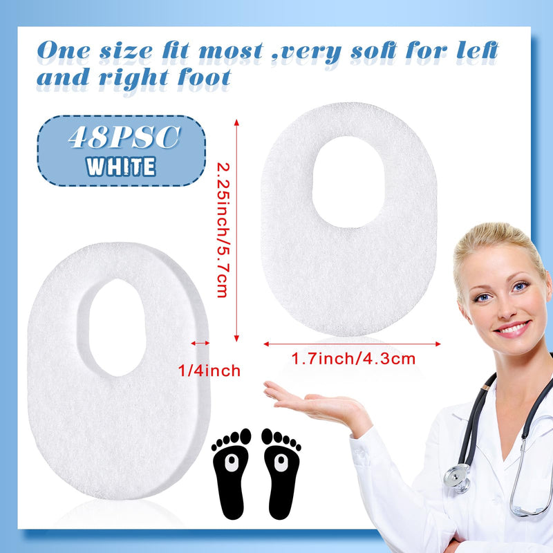 WILLBOND 48 Pack Callus Pads Soft 1/4" Thick Oval Shape Corn Pads 1/8" Felt Callus Cushions Adhesive Corn Protectors for Men Women Feet Toes Pain Relief(White, 1/4 Inch) White - BeesActive Australia