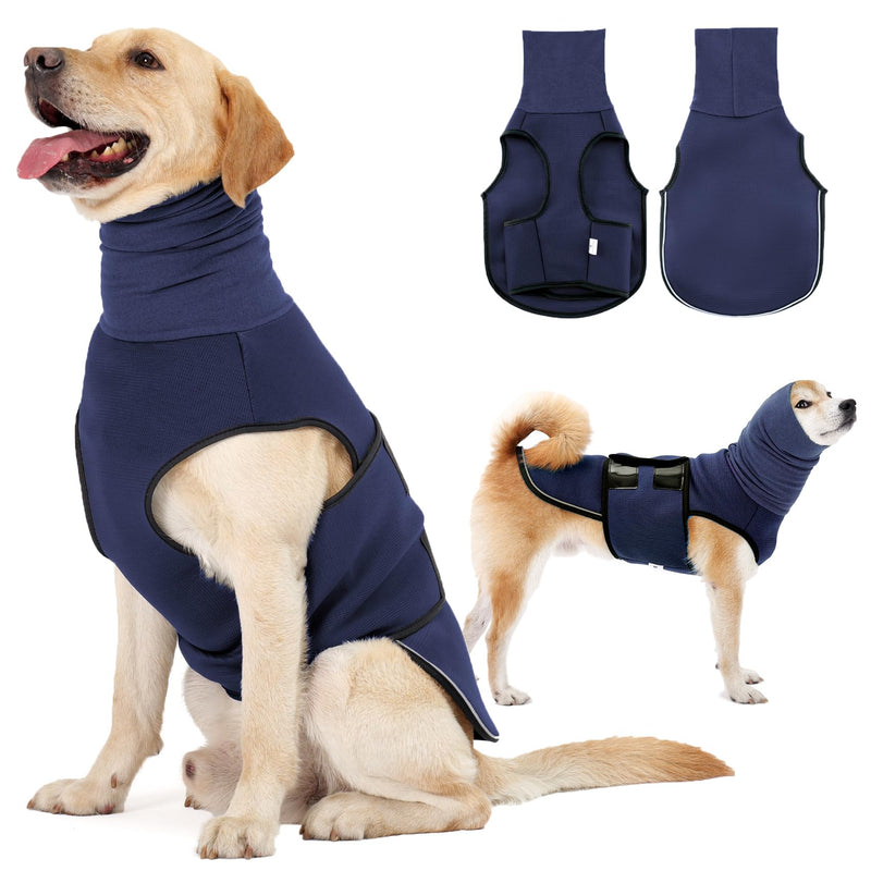 Dotoner dog coat to relieve anxiety, calming vests for dogs and cats with earmuffs, soft hoodie, reduces noise, calming vest with reflective strips, calming aid, M, ocean blue - BeesActive Australia