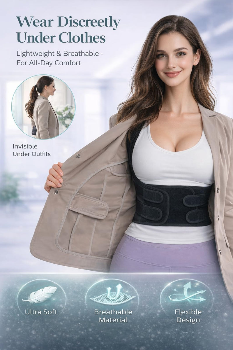 Posture Corrector for Men and Women – Dual-Zone Elastic Design with Adjustable Straps, Helps Improve Posture and Relieve Back Discomfort, Comfortable for Office Wear (Pink, Small) Pink - BeesActive Australia